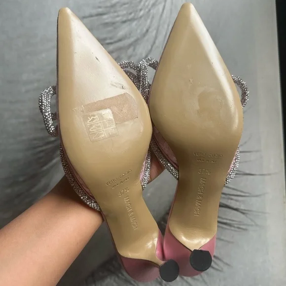 🌺MACH & MACH🌺 Double Bow Floral Lace Mules in Pink Size: 37.5 - Picture 14 of 14